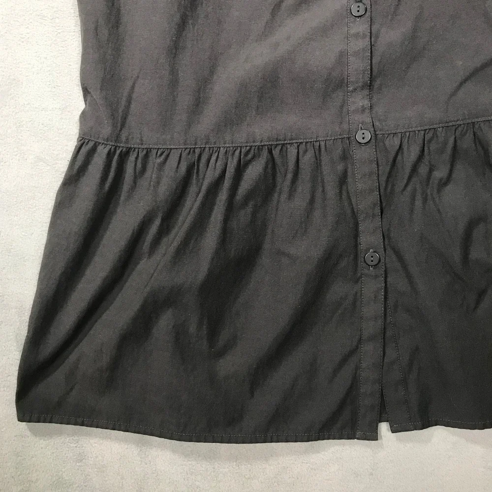 Brochu Walker Tiered Shirt Dress Charcoal Gray Short Puff Sleeve Size L